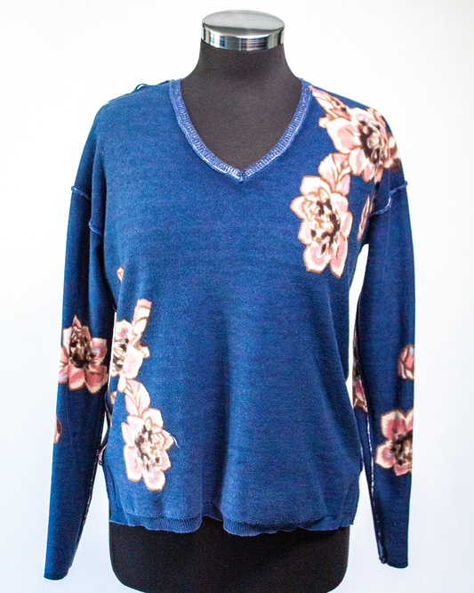 Charlie B Reversible V-Neck Sweater C2907-626B