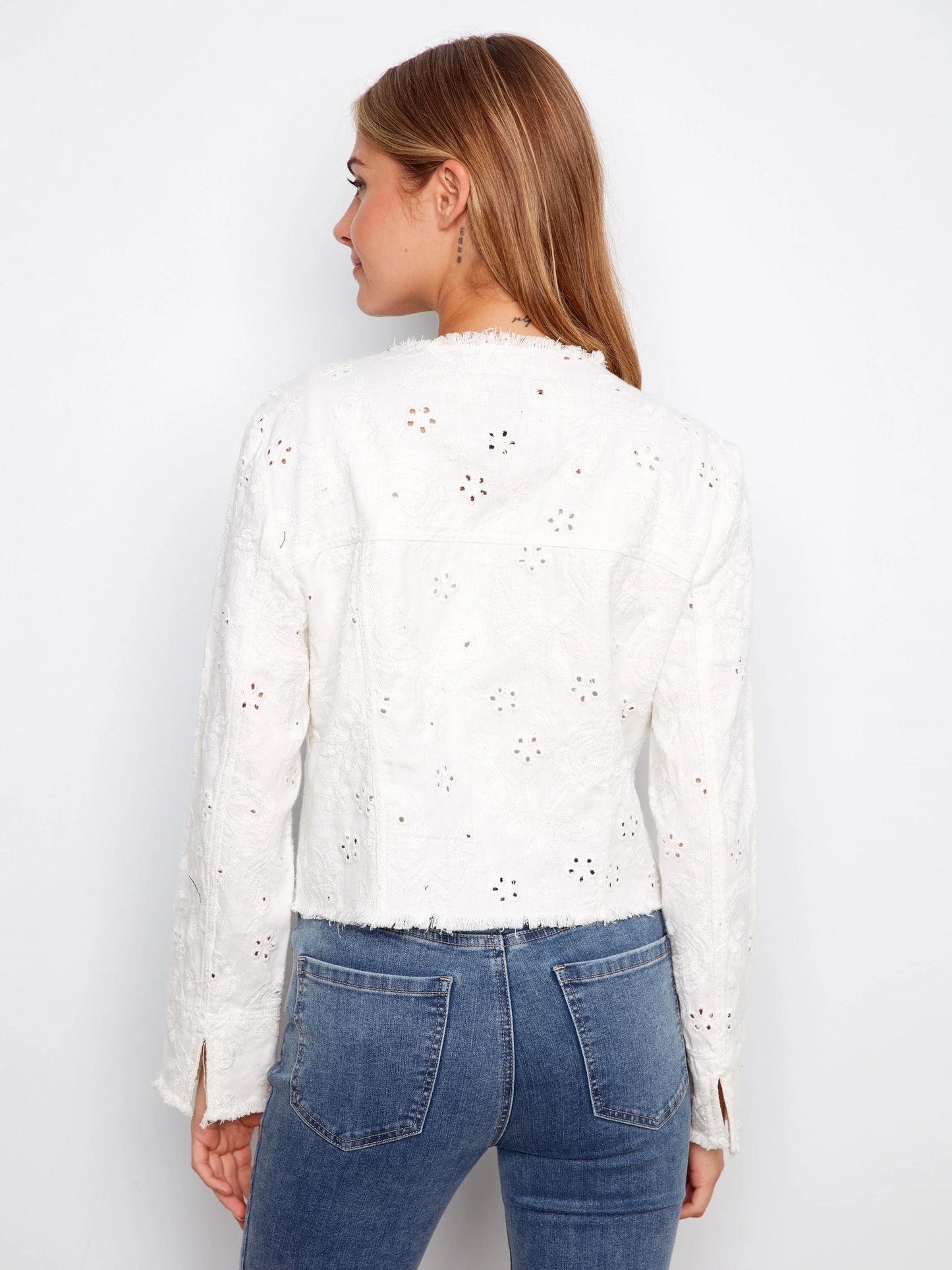 Charlie B Eyelet Denim Jacket C6404/615A