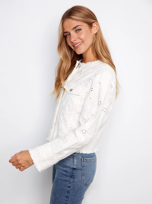Charlie B Eyelet Denim Jacket C6404/615A