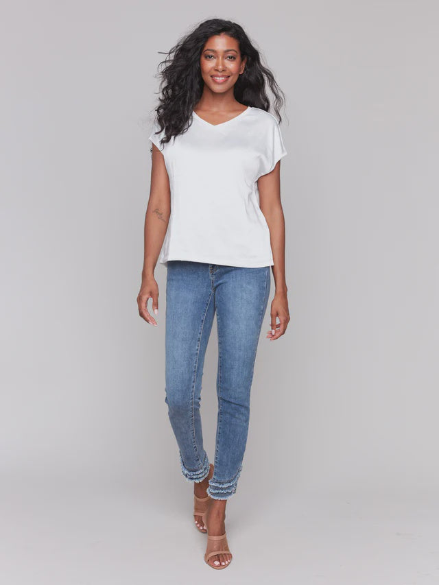 Charlie B V Neck Short Sleeve C1330TPK/416B