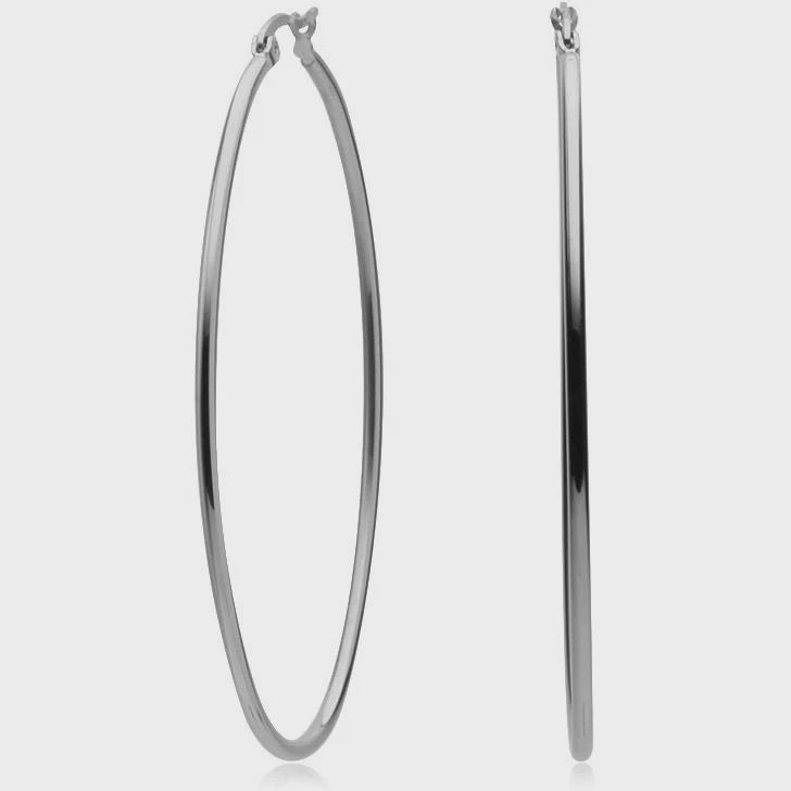 Sahira Silver Hula Oval Hoops HUSESJD