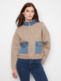 Charlie B Zipped Sweater Jacket C2045/716C