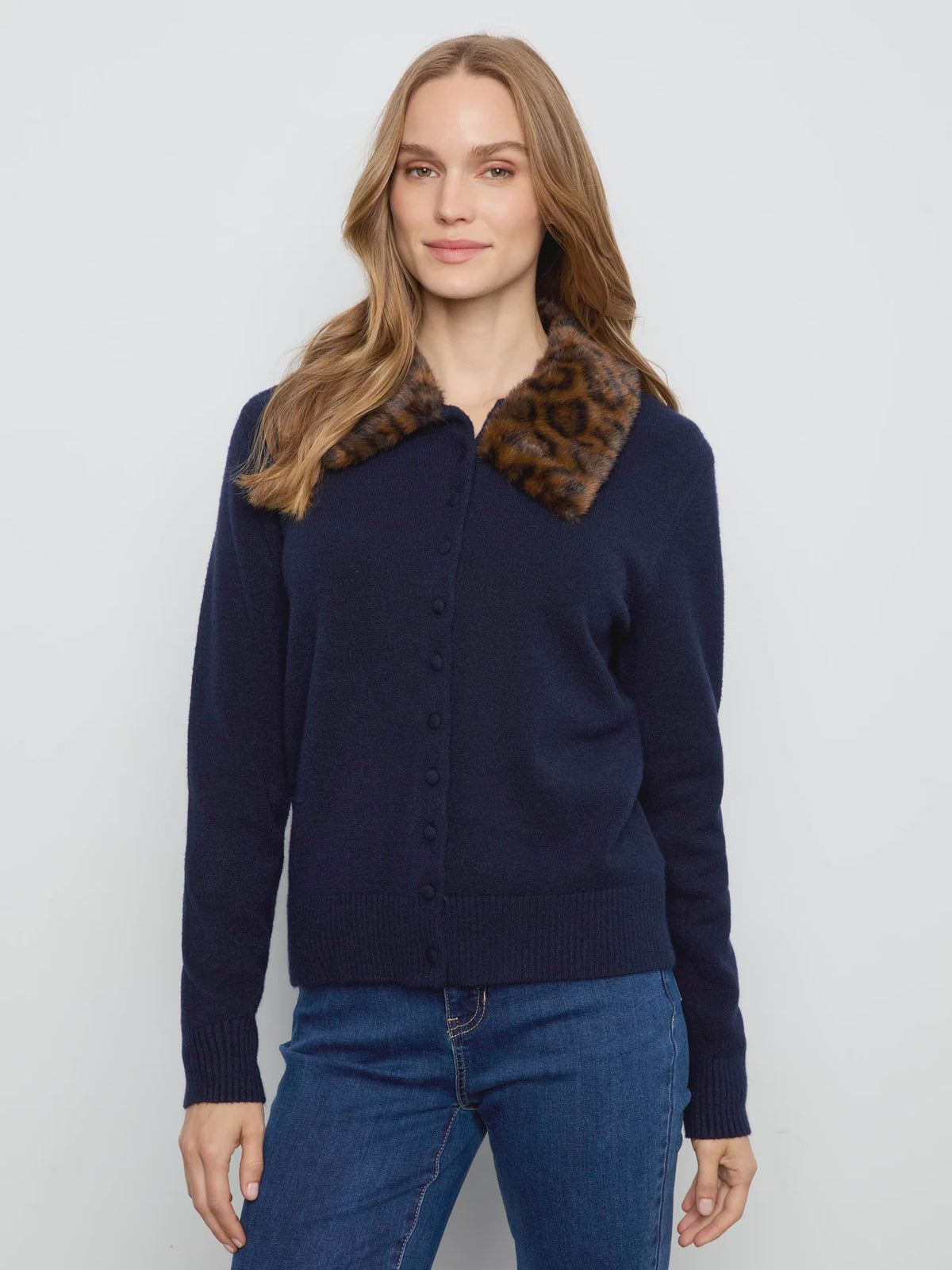 Charlie B Cardigan W/Faux Fur C2138/736A