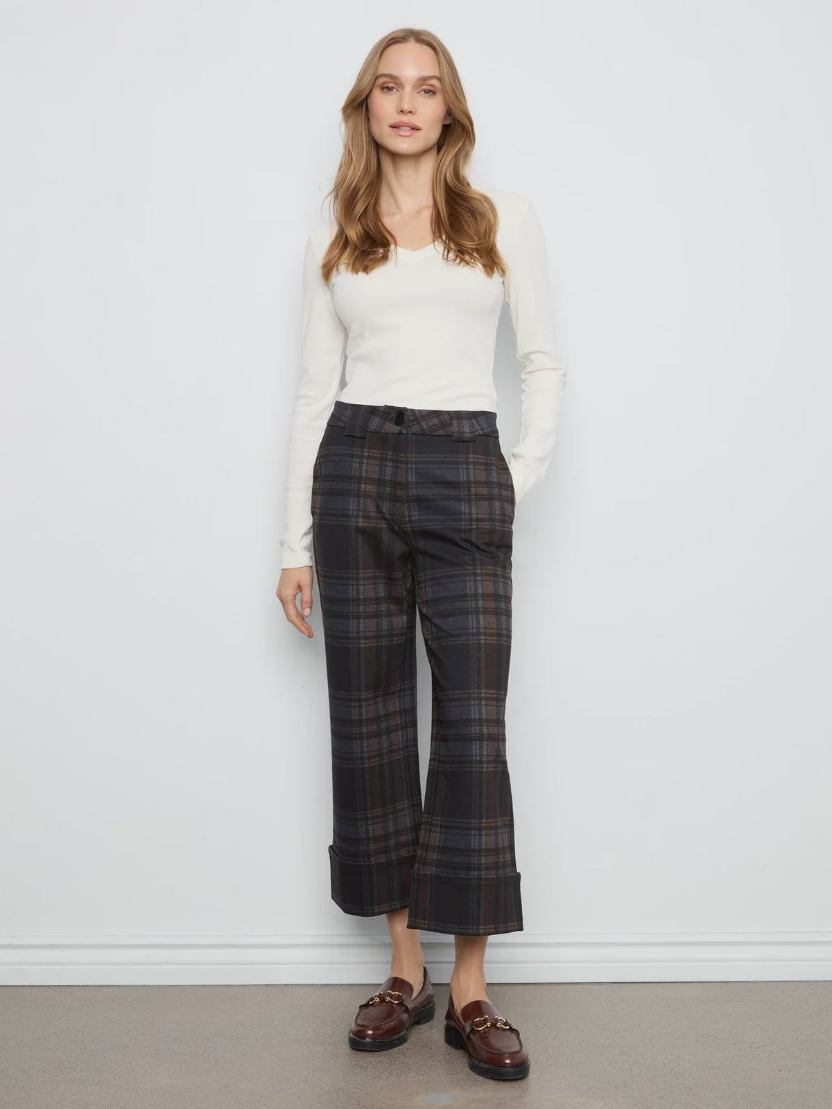 Charlie B Printed Plaid Pant C5824P/798C