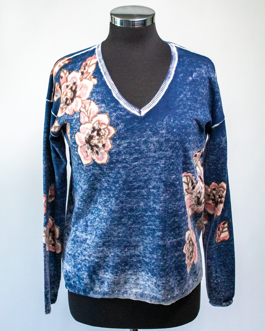 Charlie B Reversible V-Neck Sweater C2907-626B