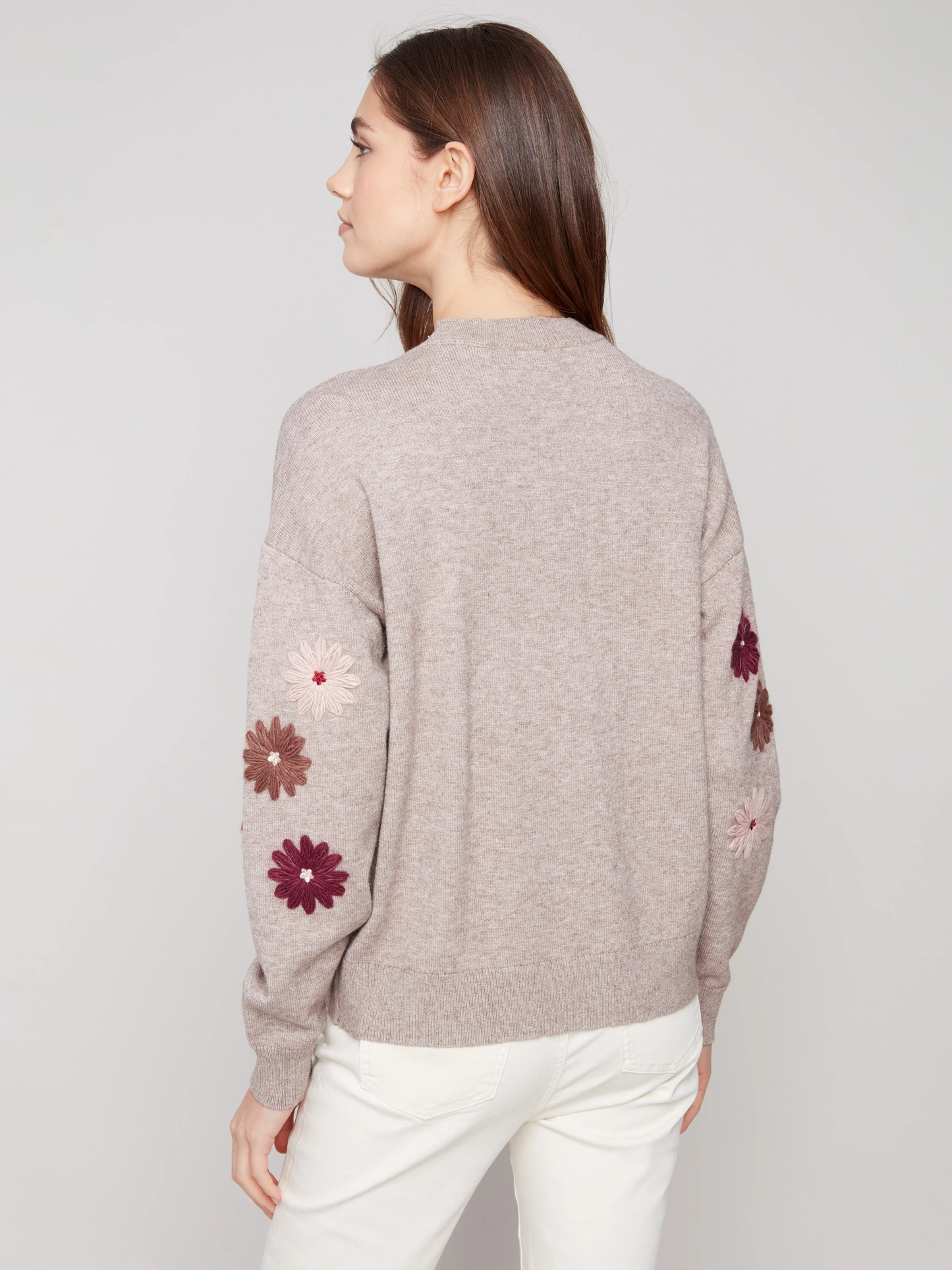 Charlie B Foral Embroidery Sweater C2891