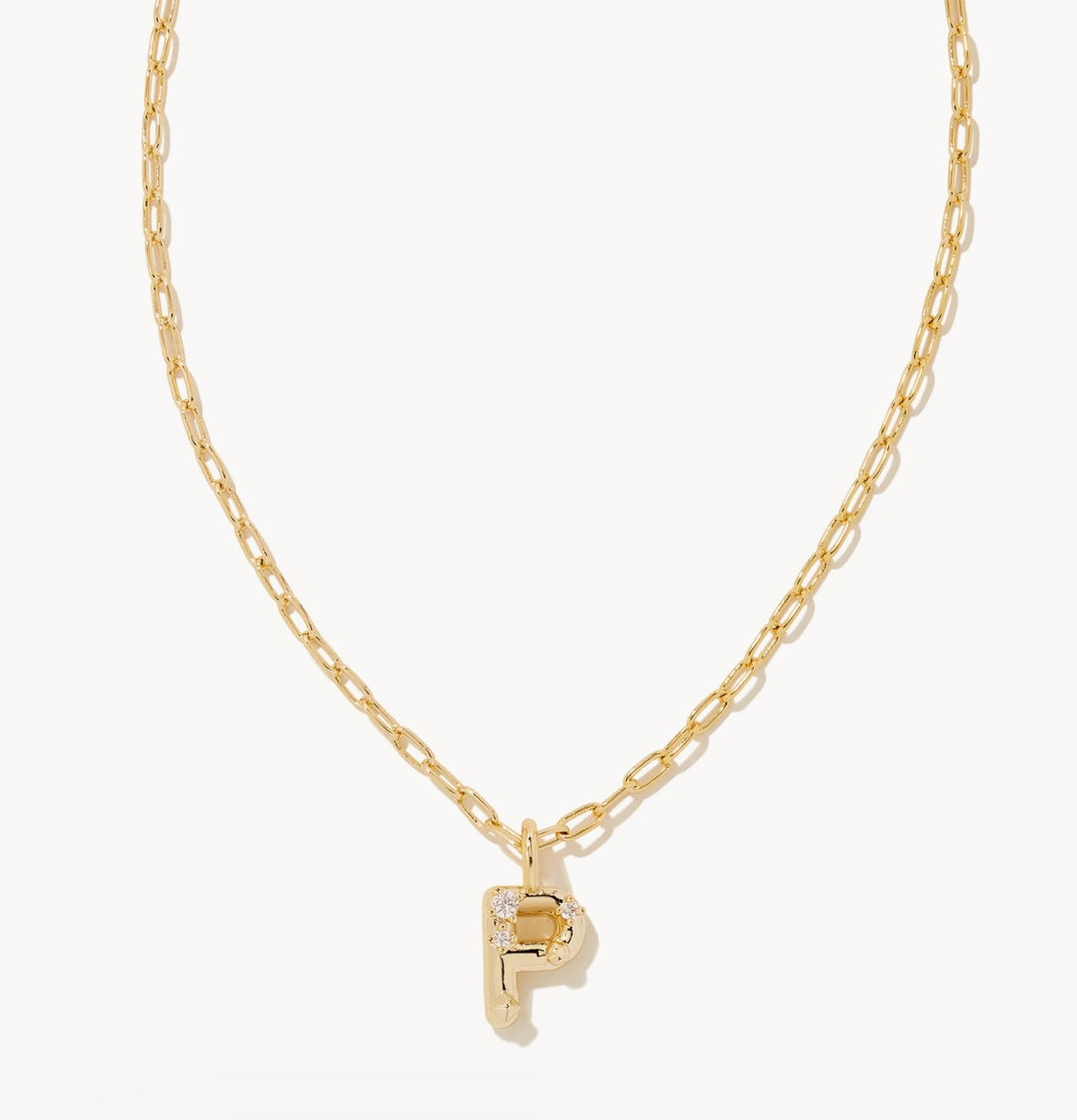 KENDRA SCOTT CRYSTAL LETTER P SHORT PENDANT NECKLACE