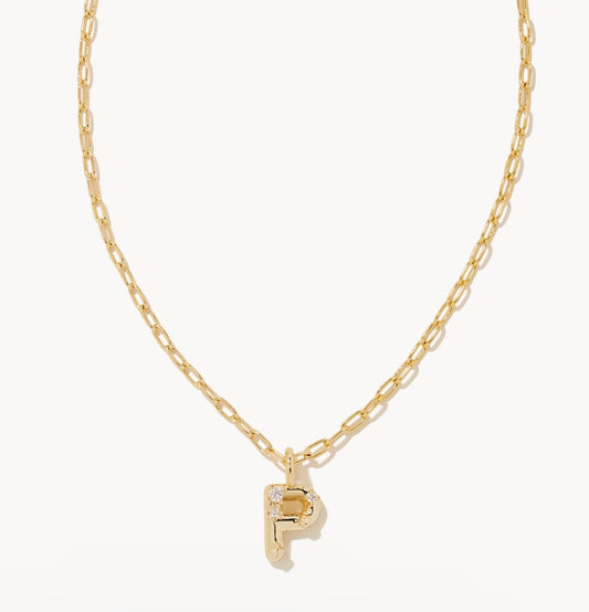 KENDRA SCOTT CRYSTAL LETTER P SHORT PENDANT NECKLACE
