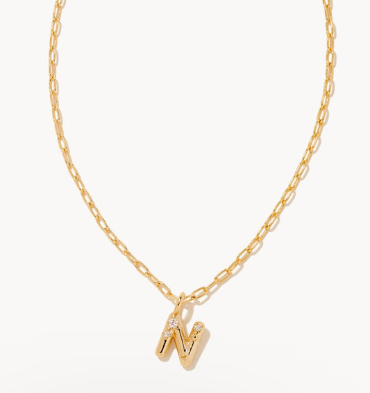 KENDRA SCOTT CRYSTAL LETTER N SHORT PENDANT NECKLACE