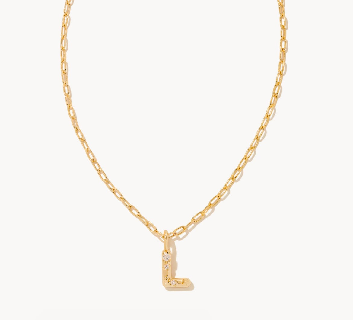 KENDRA SCOTT CRYSTAL LETTER L SHORT PENDANT NECKLACE