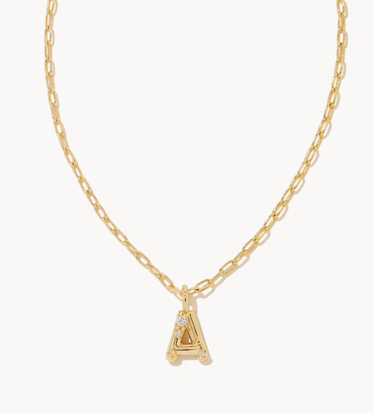 KENDRA SCOTT CRYSTAL LETTER A SHORT PENDANT NECKLACE