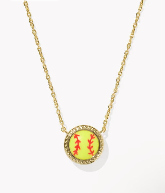 KENDRA SCOTT SOFTBALL SHORT PENDANT NECKLACE