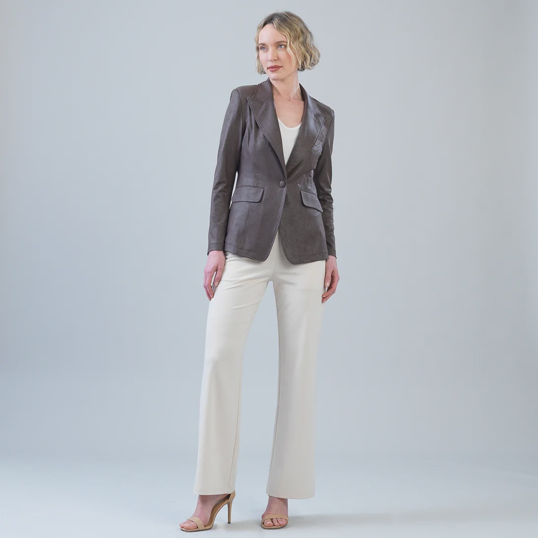 Clara Sunwoo Liquid Leather Blazer W/Button JK124