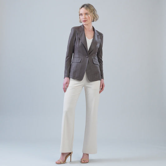 Clara Sunwoo Liquid Leather Blazer W/Button JK124