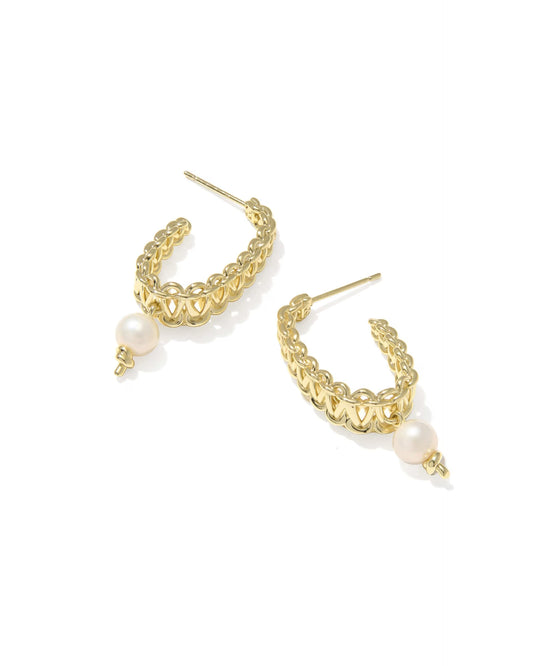 KENDRA SCOTT GABRIELLA PEARL HOOP EARRINGS