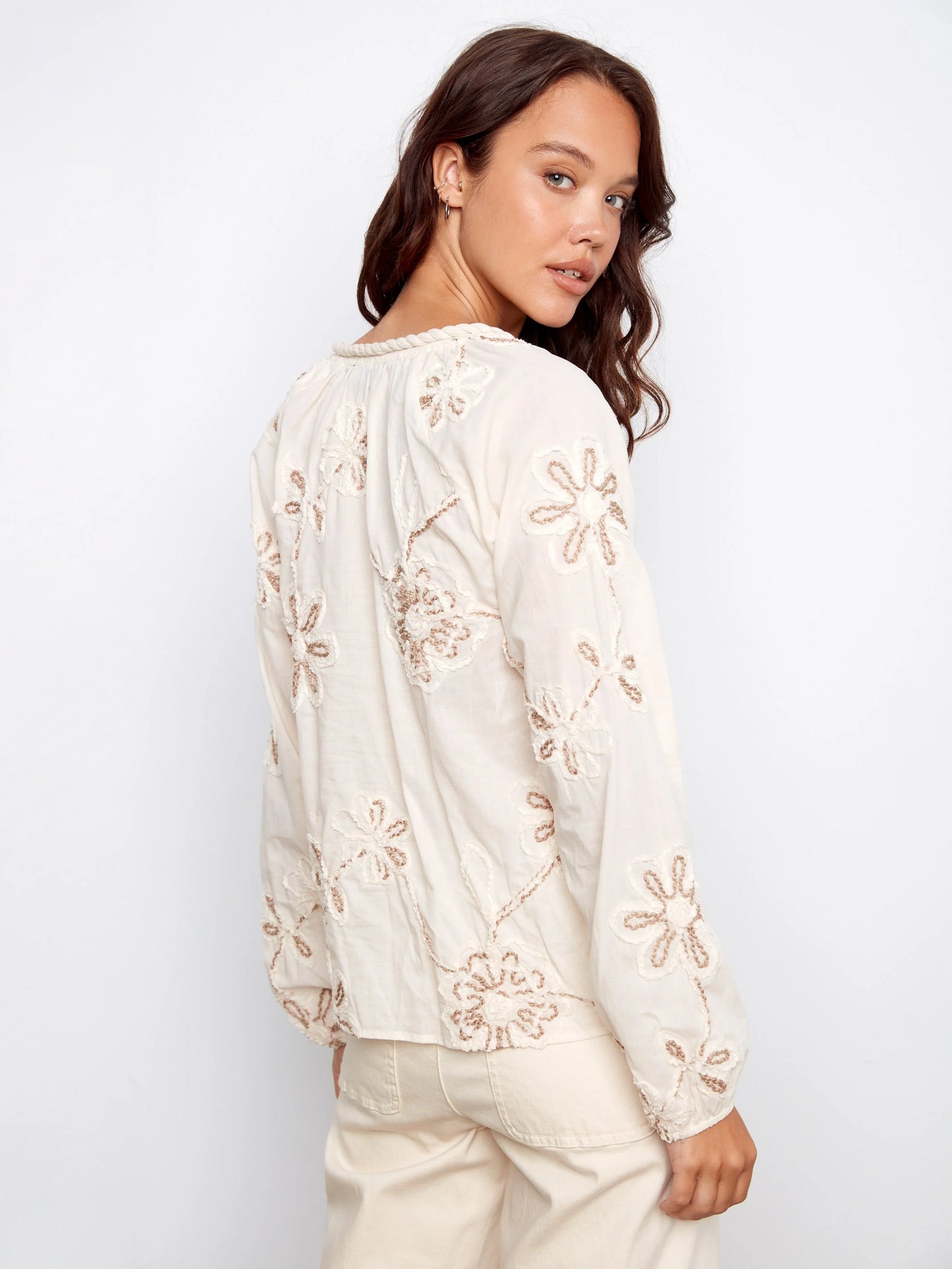 Charlie B  Embroidered L/S Blouse C4570DR/559C
