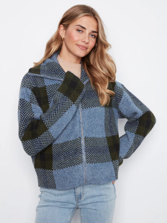 Charlie B High Collar Cardigan C2177/714C