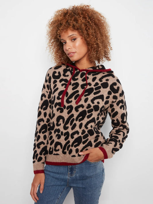 Charlie B Printed Hooded Sweater C2436J/690C