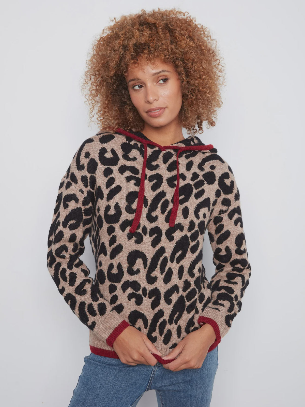 Charlie B Printed Hooded Sweater C2436J/690C