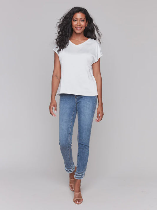 Charlie B V Neck Short Sleeve C1330TPK/416B
