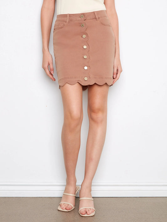 Charlie B Scalloped Hem Skort C7079R/618A