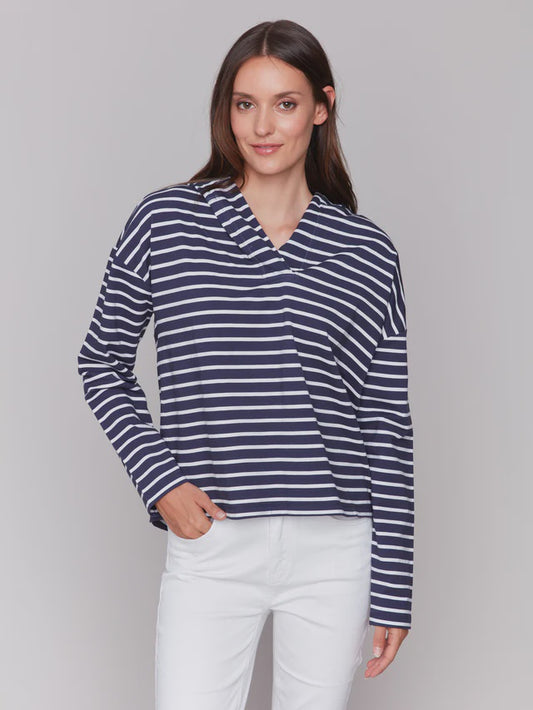 Charlie B V Neck Hoodie C1351R/766B