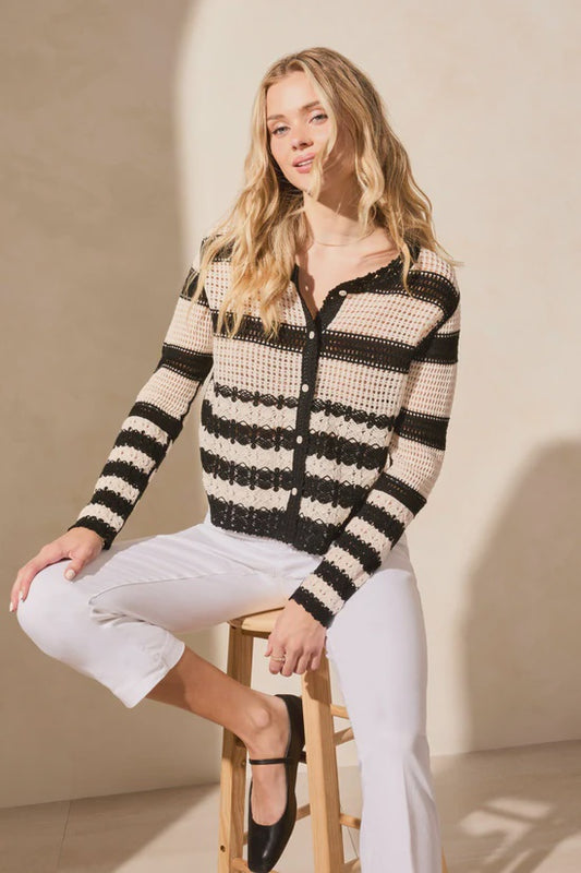 Tribal Button Down Crochet Sweater 57380O-5340